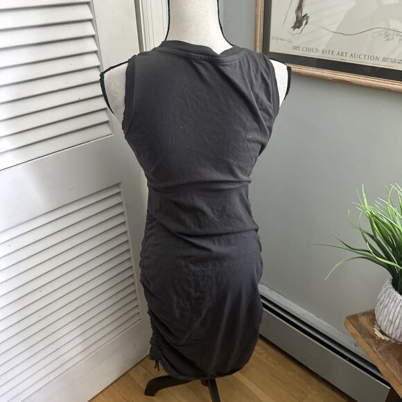 THE DOORS Dress Womens Medium Gray Sleeveless Ruched Santa Monica Graphic Retro - Picture 4 of 12